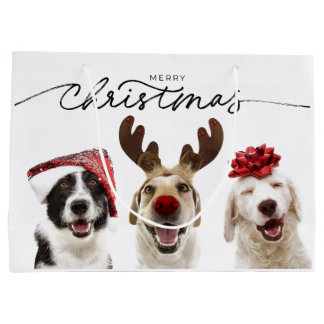 SAC CADEAU DE NOËL HEUREUX CHIENS CÉLÉBRER