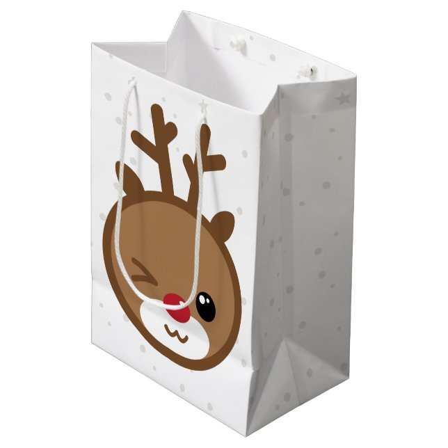Sac cadeau de Noël Kawaii Reindeer (Devant Angle)