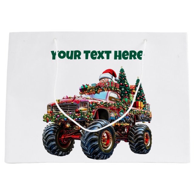 Sac cadeau de Noël Monster Truck Editable (Devant)