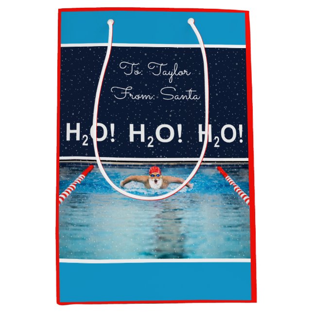 Sac cadeau de Noël moyen natation (Devant)