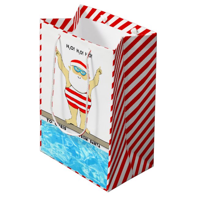 Sac cadeau de Noël moyen natation (Devant Angle)
