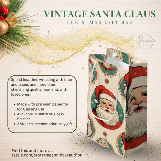 Sac cadeau de Noël Père Noël vintage (Créateur téléchargé)
