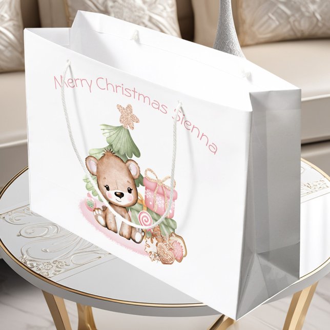 Sac cadeau de Noël personnalisé pour une fille (Cute Personlized Christmas Gift Bag For Girl)