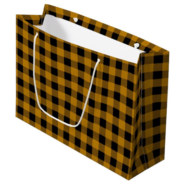Sac cadeau de Noël plaqué Gold et Black Lumberjack (Devant Angle)