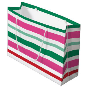 Sac cadeau de Noël rayé coloré et vibrant