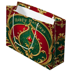 Sac cadeau de Noël Red Green Gold
