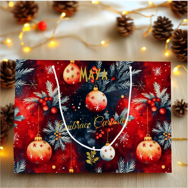 Sac Cadeau de Noël Rouge et Or avec Décorations Fe (Créateur téléchargé)