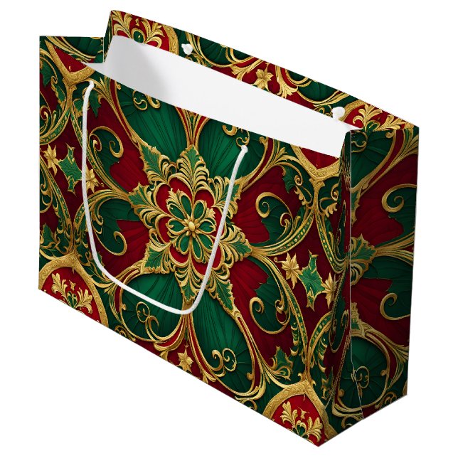 Sac cadeau de Noël Rouge Vert (Devant Angle)