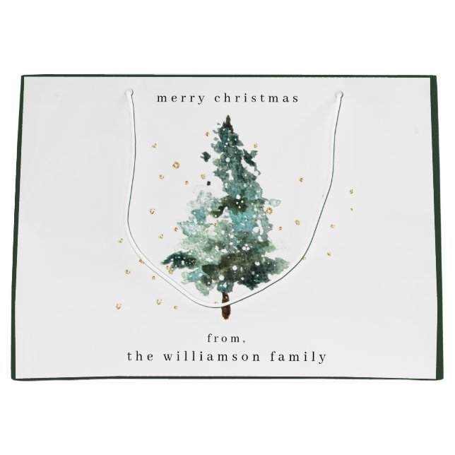 Sac cadeau de Noël Snowy Winter Pine Tree (Devant)