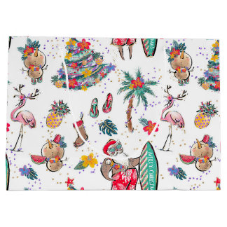 Sac cadeau de Noël tropical