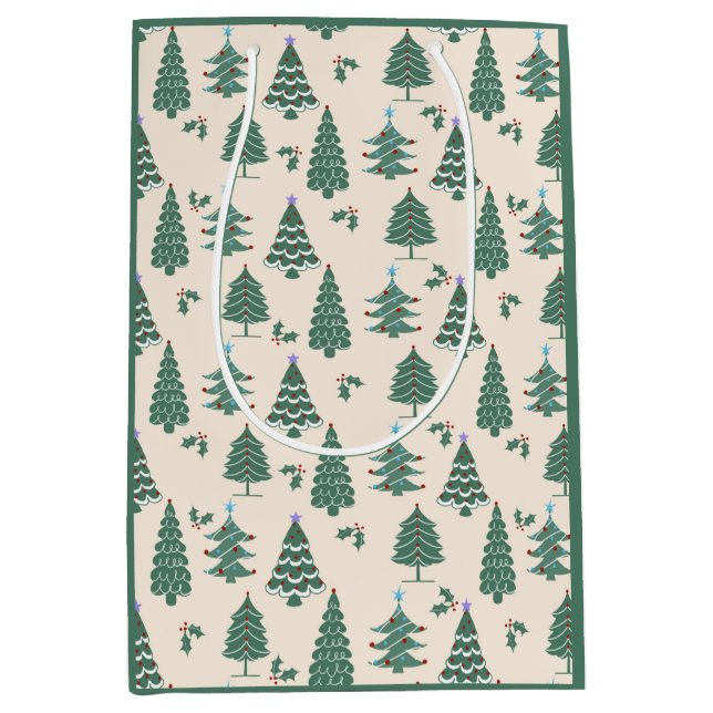 Sac cadeau de Noël Vintage Arbres (Devant)