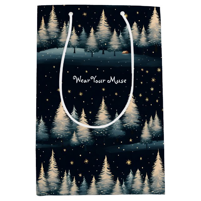 Sac cadeau de nuit Starry Winter Forest (Devant)