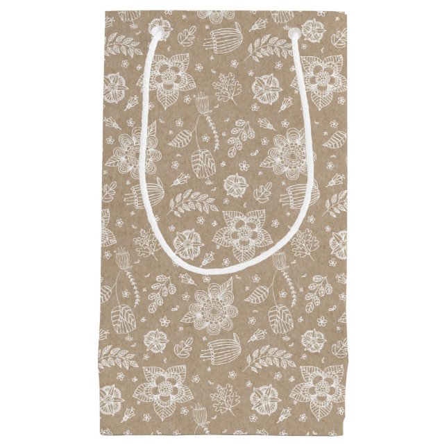 Sac cadeau de Pâques Floral Kraft Rustique (Devant)
