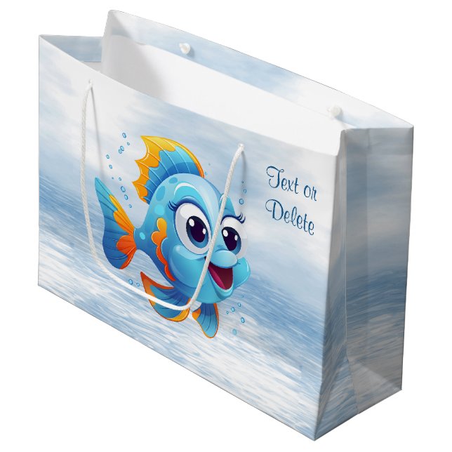 Sac cadeau de poisson bleu (Devant Angle)
