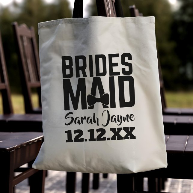 Sac Cadeau de Proposition Demoiselle d'Honneur Mar (Add your Bridesmaid's name & your wedding date to this tote bag and fill with proposal gifts for her)
