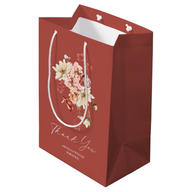 Sac Cadeau de Remerciement de Mariage Floral Éléga (Dos Angle)