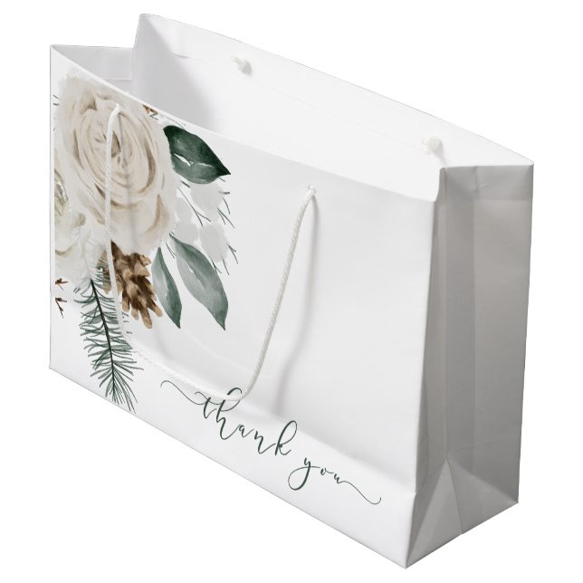 Sac cadeau de remerciement floral aquarelle hivern (Devant Angle)