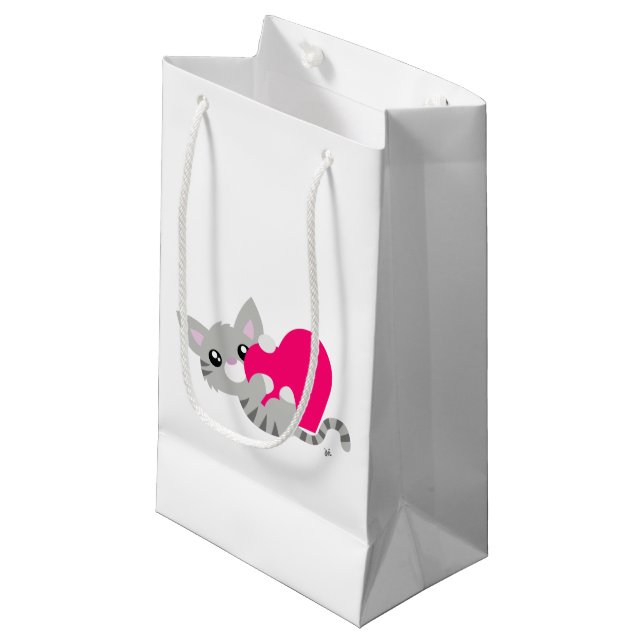 Sac cadeau de Saint Valentin Gray Kitty (Devant Angle)