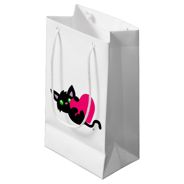 Sac cadeau de Saint Valentin Kitty noir (Devant Angle)
