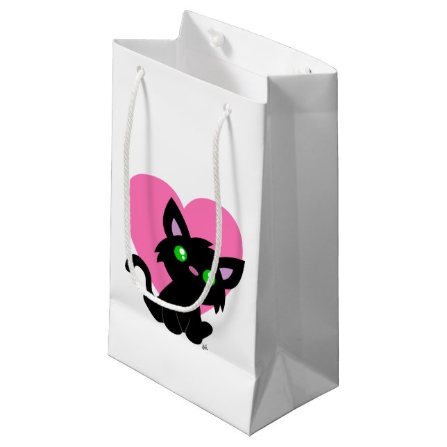Sac cadeau de Saint Valentin Kitty noir (Devant Angle)