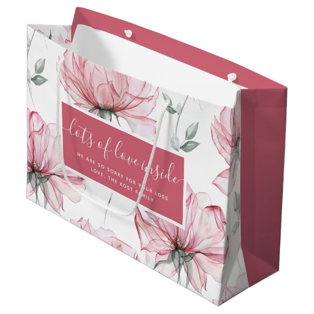 Sac cadeau de Sympathie Florale Aquarelle (Devant Angle)
