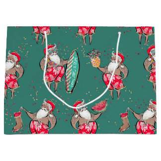 Sac cadeau de vacances à Père Noël Tropical Black