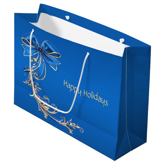 Sac cadeau de vacances Blue Gold Flower (Devant Angle)