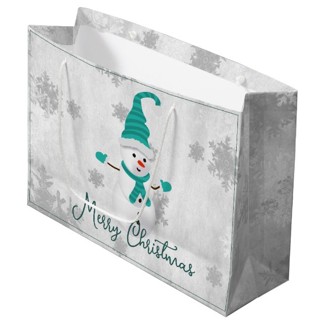 Sac cadeau de vacances turquoise Cute Snowman (Devant Angle)