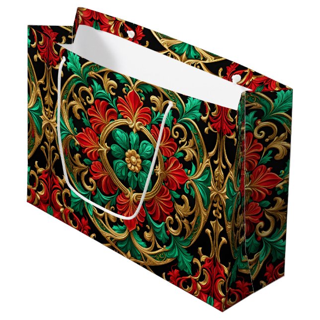 Sac cadeau de vacances vert rouge (Devant Angle)