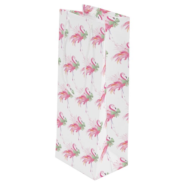 Sac cadeau de vin de Noël Flamant rose Pinkmas (Dos Angle)