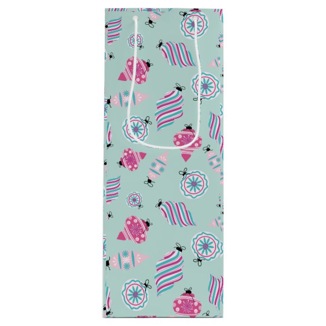 Sac cadeau de vin Mint Jolly Baubles (Devant)