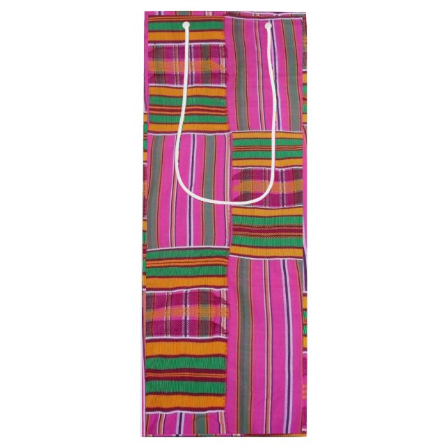 Sac cadeau de vin Motif africain (Devant)