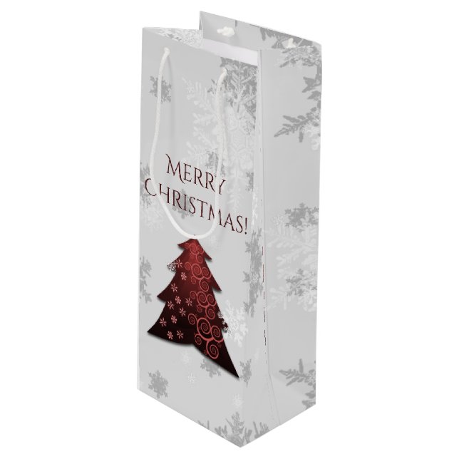 Sac cadeau de vin Red Festive Christmas Tree (Devant Angle)