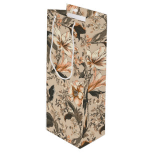 Sac cadeau de vin vintage Floral