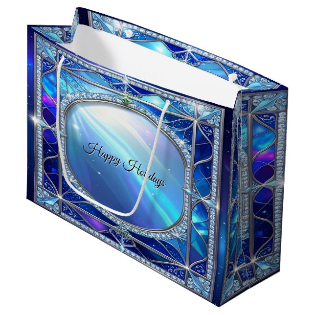 Sac cadeau décoratif bleu (Devant Angle)