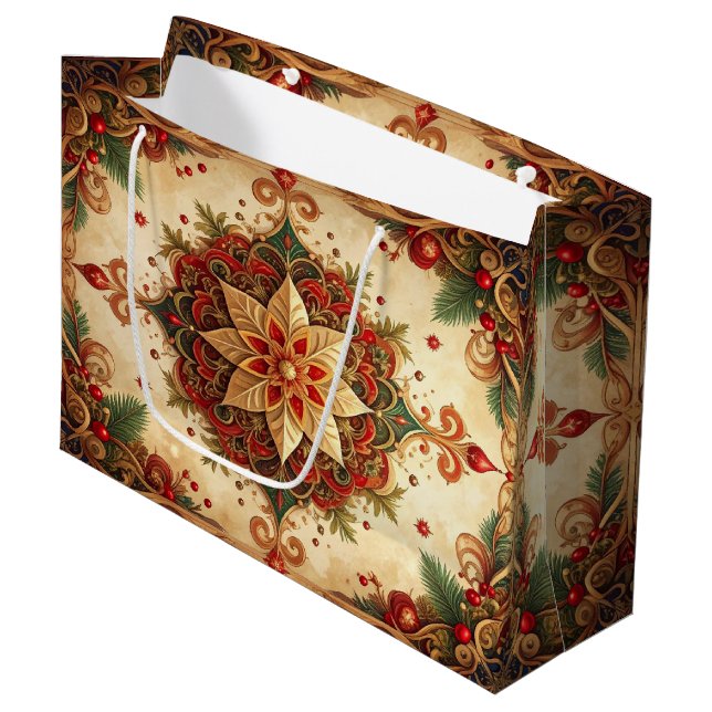Sac cadeau décoratif de vacances rouge vert (Devant Angle)