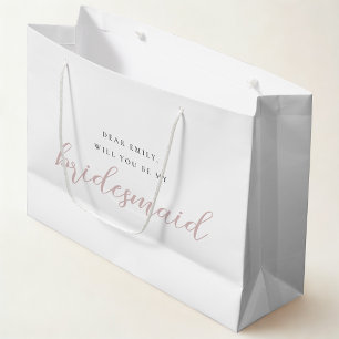 Sac Cadeau Demoiselle d'Honneur Calligraphie Rose