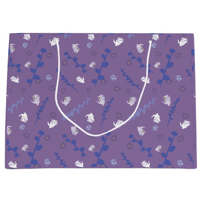 sac cadeau design de fleurs violettes (Devant)
