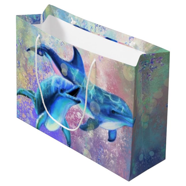 Sac cadeau Dolphin Happy Couple Love (Devant Angle)