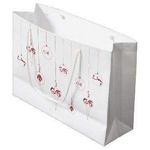 Sac cadeau d'ornements de Noël de Monogramme rouge