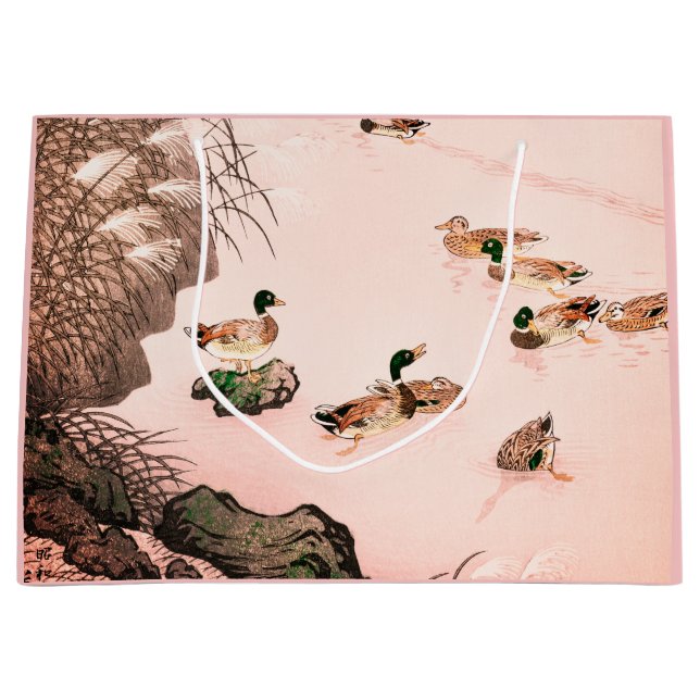 Sac cadeau DUCK AND CHERRY BLOSSOMS IMPRIMER JAPON (Devant)