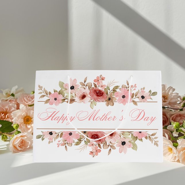 Sac cadeau élégant à fleurs aquarelles roses (Créateur téléchargé)