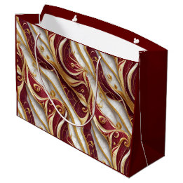 Sac cadeau élégant en marbre burgundy et or