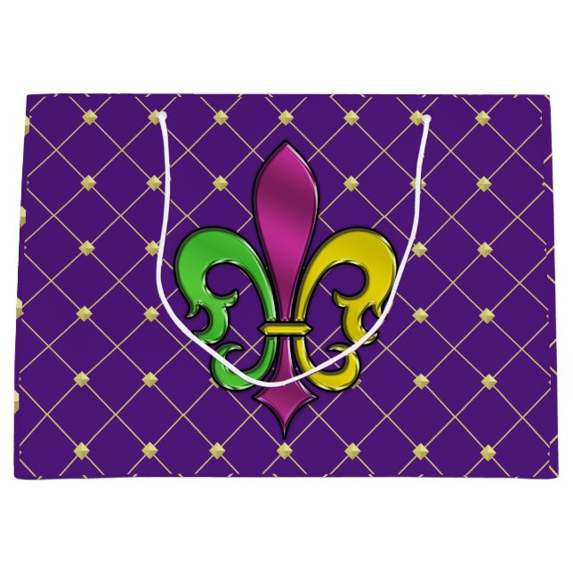 Sac Cadeau Élégant Mardi Gras Fleur De Lis (Devant)