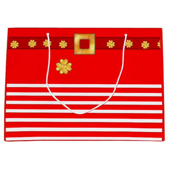 Sac cadeau élégant rayé de Noël (Devant)