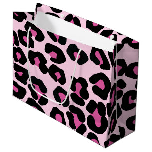 Sac Cadeau Empreinte de léopard rose et noir Motif grand cade