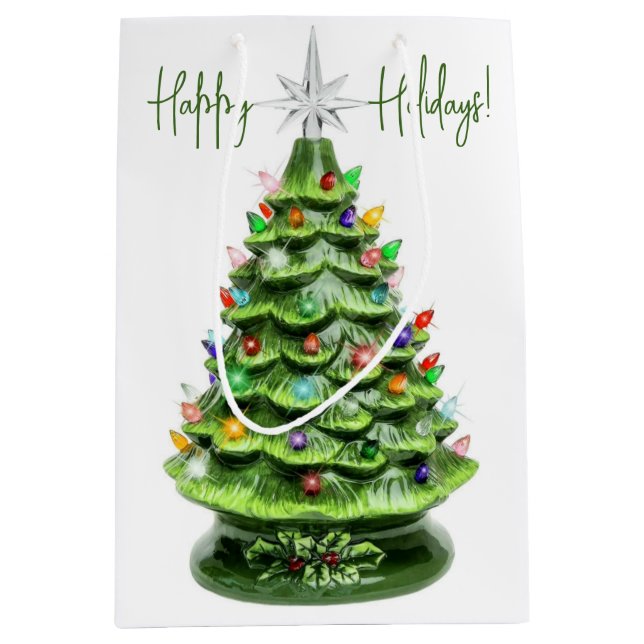 Sac cadeau en céramique vintage éclairée Arbre de  (Devant)