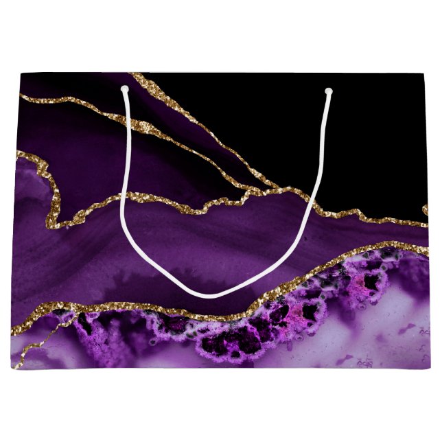 Sac cadeau en marbre rose violet (Devant)