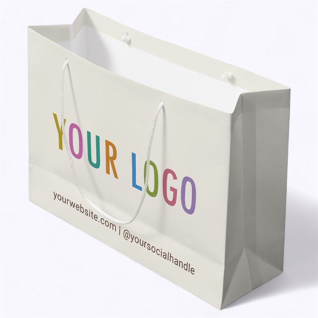 Sac cadeau en papier crème Ecru pour entreprise Lo (MISOOK 12.5 x 4 x 9 inch Light Ecru Gift Bag with Logo)