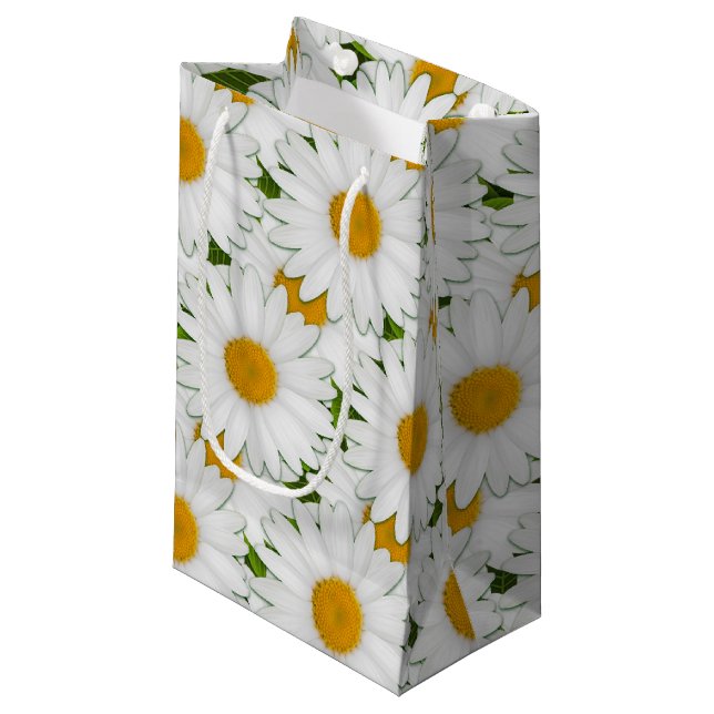 Sac cadeau en papier enveloppant Marguerite Daisy (Devant Angle)
